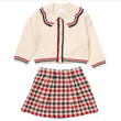 Load image into Gallery viewer, Girls True Knit Cardigan & Skirt - Cream/Red