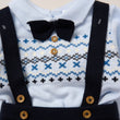 Load image into Gallery viewer, Baby Boys Knitted 3 Piece Bodysuit, Bowtie & Trousers With Braces Set - Navy