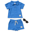 Load image into Gallery viewer, Baby Boys Jaquard Polo, Shorts & Sunglasses - Blue