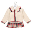 Load image into Gallery viewer, Girls True Knit Cardigan & Skirt - Cream/Red