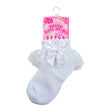 Load image into Gallery viewer, Girls Lace Socks With Flower Trim - White
