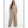 Load image into Gallery viewer, Asymmetric Hem Top & Wide Leg Trousers - Taupe