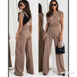 Load image into Gallery viewer, Asymmetric Hem Top & Wide Leg Trousers - Taupe