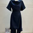 Load image into Gallery viewer, Blonde & Wise Wendy Dress With Waterfall Sleeves - Navy