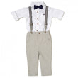 Load image into Gallery viewer, Boys Bodysuit Shirt, Linen Pants & Braces - White/Grey