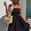 Load image into Gallery viewer, Cassie Shirred Bandeau Tiered Maxi Dress - Black