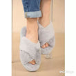Load image into Gallery viewer, Cross Strap Faux Fur Slippers - Grey