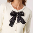 Load image into Gallery viewer, Embellished Diamante Bow Cardigan - Ivory