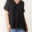 Load image into Gallery viewer, Floaty V-Neck Short Sleeve Top/Necklace - Black