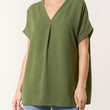Load image into Gallery viewer, Floaty V-Neck Short Sleeve Top/Necklace - Khaki