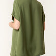 Load image into Gallery viewer, Floaty V-Neck Short Sleeve Top/Necklace - Khaki
