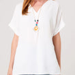 Load image into Gallery viewer, Floaty V-Neck Short Sleeve Top/Necklace - White