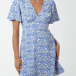 Load image into Gallery viewer, Floral V-Neck Puff Sleeve Mint Dress - Blue