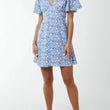Load image into Gallery viewer, Floral V-Neck Puff Sleeve Mint Dress - Blue