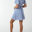 Load image into Gallery viewer, Floral V-Neck Puff Sleeve Mint Dress - Blue