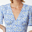 Load image into Gallery viewer, Floral V-Neck Puff Sleeve Mint Dress - Blue