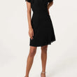 Load image into Gallery viewer, Flutter Sleeve Diamante Wrap Dress - Black
