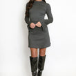 Load image into Gallery viewer, High Neck Shift Mini Dress With Open Cuffs - Grey
