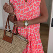 Load image into Gallery viewer, Mika Leopard Ruffle Frill Sleeve Smock Dress - Pink