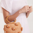 Load image into Gallery viewer, Pearl Pom Pom Mini Woven Handbag - Stone