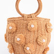 Load image into Gallery viewer, Pearl Pom Pom Mini Woven Handbag - Stone