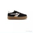 Load image into Gallery viewer, Platform Faux Suede Lace Up Gum Sole Trainers - Black