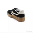 Load image into Gallery viewer, Platform Faux Suede Lace Up Gum Sole Trainers - Black