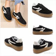Load image into Gallery viewer, Platform Faux Suede Lace Up Gum Sole Trainers - Black