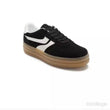 Load image into Gallery viewer, Platform Faux Suede Lace Up Gum Sole Trainers - Black