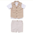 Load image into Gallery viewer, Baby Boys Waistcoat & Shorts Set - Beige