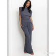 Load image into Gallery viewer, Asymmetric Hem Top & Wide Leg Trousers - Graphite