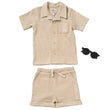 Load image into Gallery viewer, Baby Boys Waffle Shirt, Shorts And Sunglasses Set - Beige