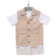 Load image into Gallery viewer, Baby Boys Waistcoat & Shorts Set - Beige