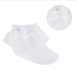 Load image into Gallery viewer, Girls Lace Socks With Flower Trim - White