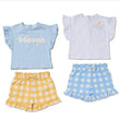 Load image into Gallery viewer, Baby Girls 2 Pack T-Shirt & Shorts - White/Blue/Yellow