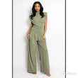 Load image into Gallery viewer, Asymmetric Hem Top & Wide Leg Trousers - Khaki