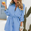 Load image into Gallery viewer, Rosalie Cotton Gauze Style Tie Up Dress - Blue