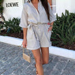 Load image into Gallery viewer, Sallie Belted Cotton Gauze Style Playsuit - Stone