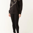 Load image into Gallery viewer, Sequin Animal Print Bow Sweatshirt - Black