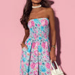Load image into Gallery viewer, Shanaya Shirred Bandeau Floral Jumpsuit - Blue