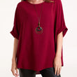 Load image into Gallery viewer, Short Sleeve Blouse With Necklace - Wine