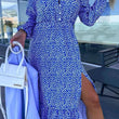 Load image into Gallery viewer, Skylar Ditsy Print Side Slit Midaxi - Blue
