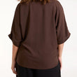 Load image into Gallery viewer, V-Neck Centre Front Tie Hem Blouse - Brown