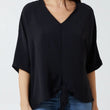 Load image into Gallery viewer, V-Neck Front Tie Blouse - Black