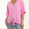 Load image into Gallery viewer, V-Neck Front Tie Blouse - Pink