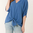 Load image into Gallery viewer, V-Neck Front Tie Blouse - Denim