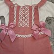 Load image into Gallery viewer, Girls 2 Piece Cord Dungaree Shorts With Bows - Pink
