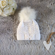 Load image into Gallery viewer, Baby Girls Knitted Pom Pom Hat - White
