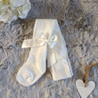 Load image into Gallery viewer, Baby Girls Chevron Tights With Bow - Off White
