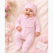 Load image into Gallery viewer, Baby Girls Bib Sleepsuit &amp; Bow Beanie - Pink
